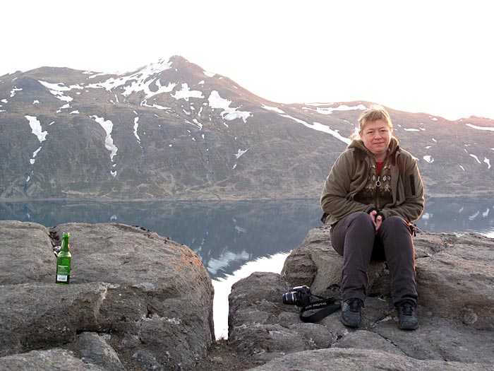 Djúpavík. At 2 o'clock in the morning walking up to the waterfall. -  (3 June 2010)