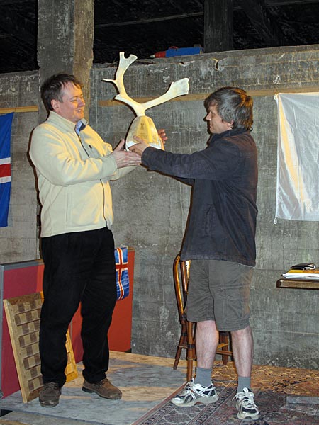 Djúpavík. 3rd chess tournament in Djúpavík. - The champ of the tournament Jóhann Hjartarson (left). (17 till 19 June 2010)