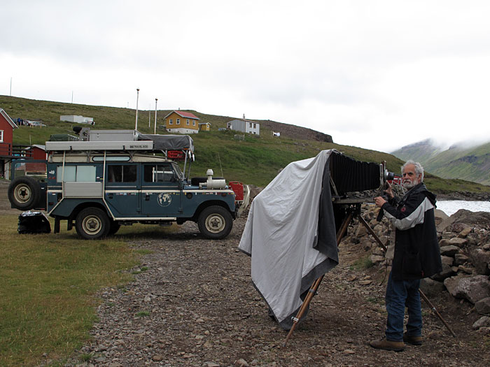 Djúpavík. Photographers Michael and Paula at work... - <a href='http://www.michaelandpaula.com' target='_blank' class='linksnormal'>Michael A. Smith</a> at work. Really its a huge job with this camera for taking one picture! (3 and 4 August 2010)