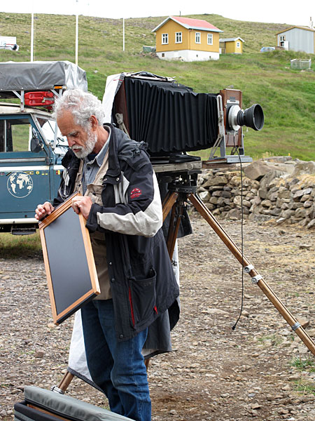 Djúpavík. Photographers Michael and Paula at work... - <a href='http://www.michaelandpaula.com' target='_blank' class='linksnormal'>Michael A. Smith</a> with a photographic plate. (3 and 4 August 2010)