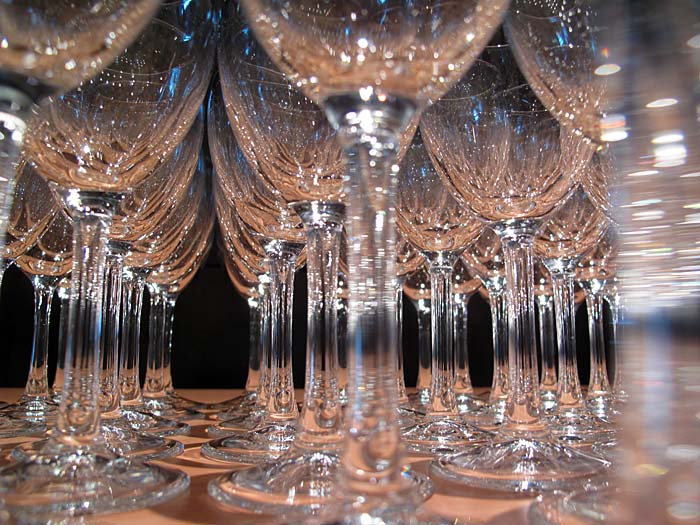 Reykjavík. Wine glases during the Vernissage "Power has a Fragrance". -  (21 October 2010)