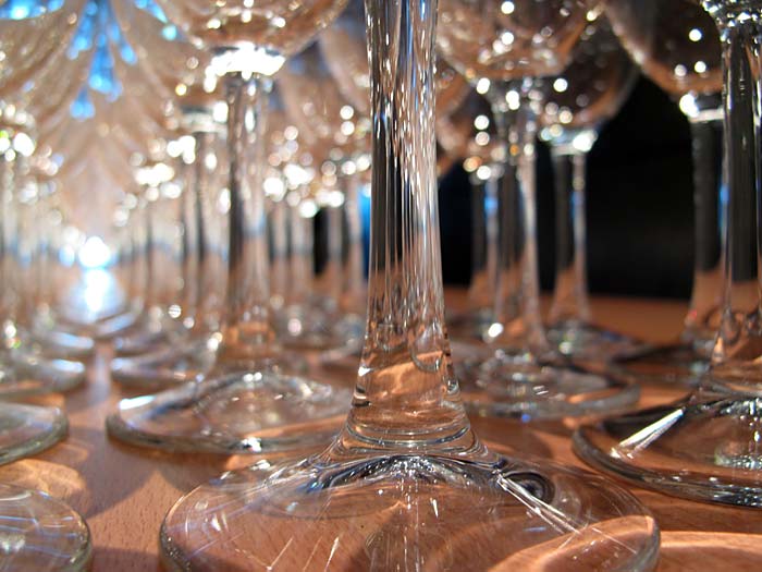 Reykjavík. Wine glases during the Vernissage "Power has a Fragrance". -  (21 October 2010)