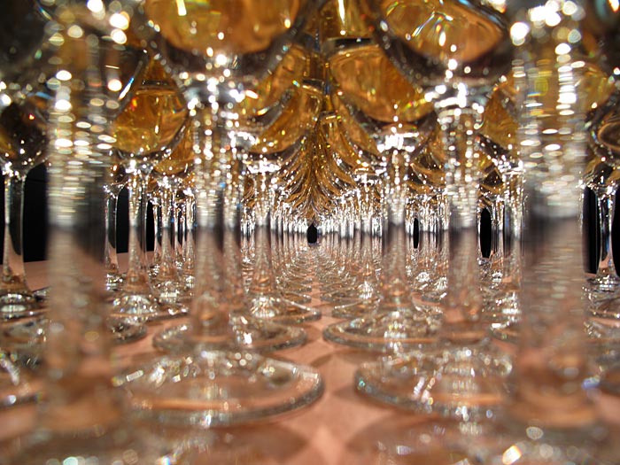 Reykjavík. Wine glases during the Vernissage "Power has a Fragrance". -  (21 October 2010)