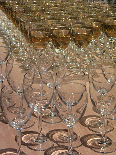 Reykjavík. Wine glases during the Vernissage "Power has a Fragrance". -  (21 October 2010)