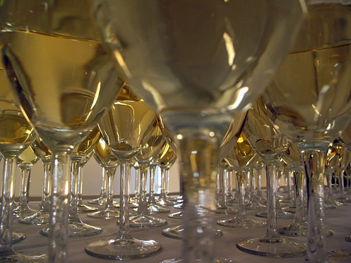 Hafnarfjörður. Wine glases during the exhibition. - 1. (30 October 2010)