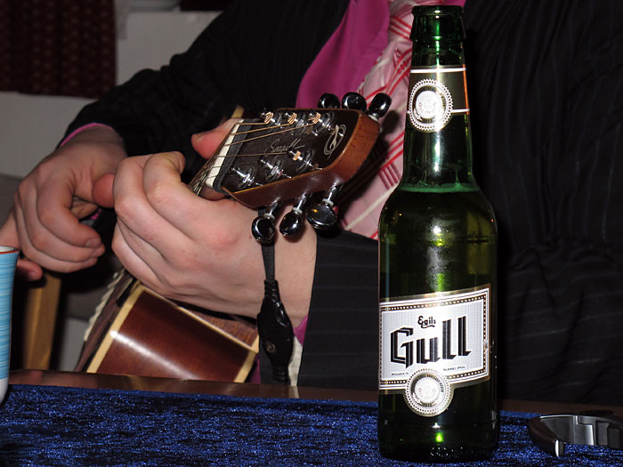 Djúpavík. First hours of 2011. - Svavar Knutur and a beer. (1 January 2011)