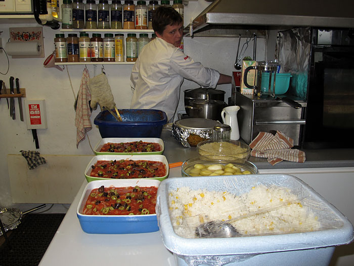 Djúpavík. Djúpavíkdays II. - The big thing - our fish buffet saturday night. Magga is the cook! (13 August 2011)