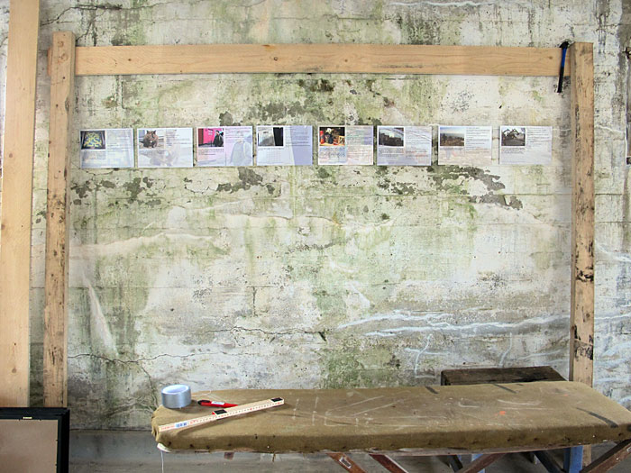 Djúpavík. Preparing our exhibitions. - Some of my work is on the wall ("One picture per day"). (26 till 30 May 2012)