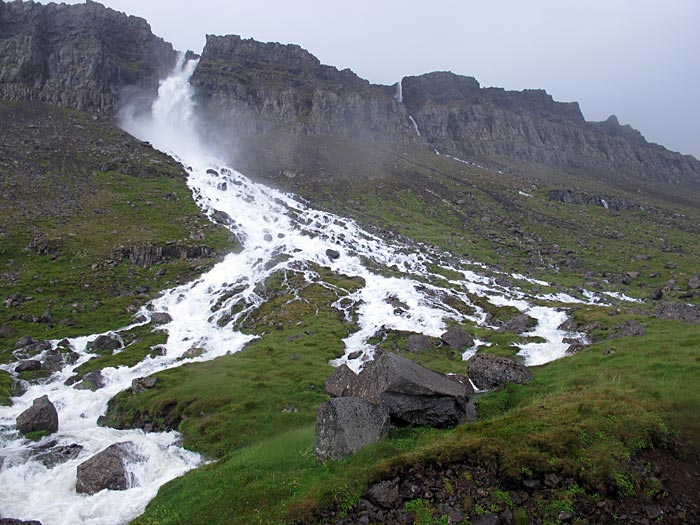 Djúpavík. RAIN RAIN RAIN RAIN. - I have never seen the Djúpavík waterfall with so much water. (23 July 2012)