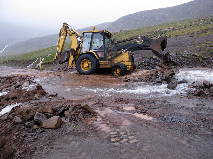 Djúpavík. RAIN RAIN RAIN RAIN. - Few hours later the street was passable again! (23 July 2012)