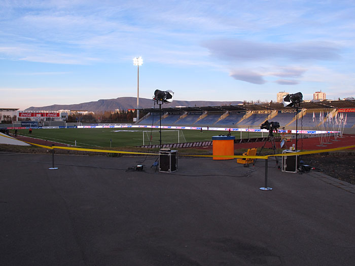 Reykjavík. Soccer game Iceland vs Switzerland. - Reykjavíks main sports stadium is located in Laugardalur valley. (16 October 2012)