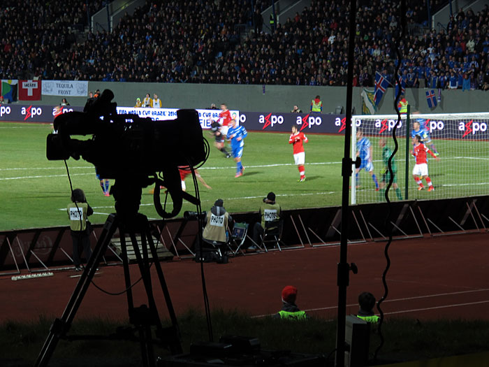 Reykjavík. Soccer game Iceland vs Switzerland. - The end result: Switzerland won 2:0. Check this <a href='http://www.youtube.com/watch?v=4luCpkJ3UkY' target='_blank' class='linksnormal'>video</a> of the game (5 min., taken by GudjonDaniel). (16 October 2012)