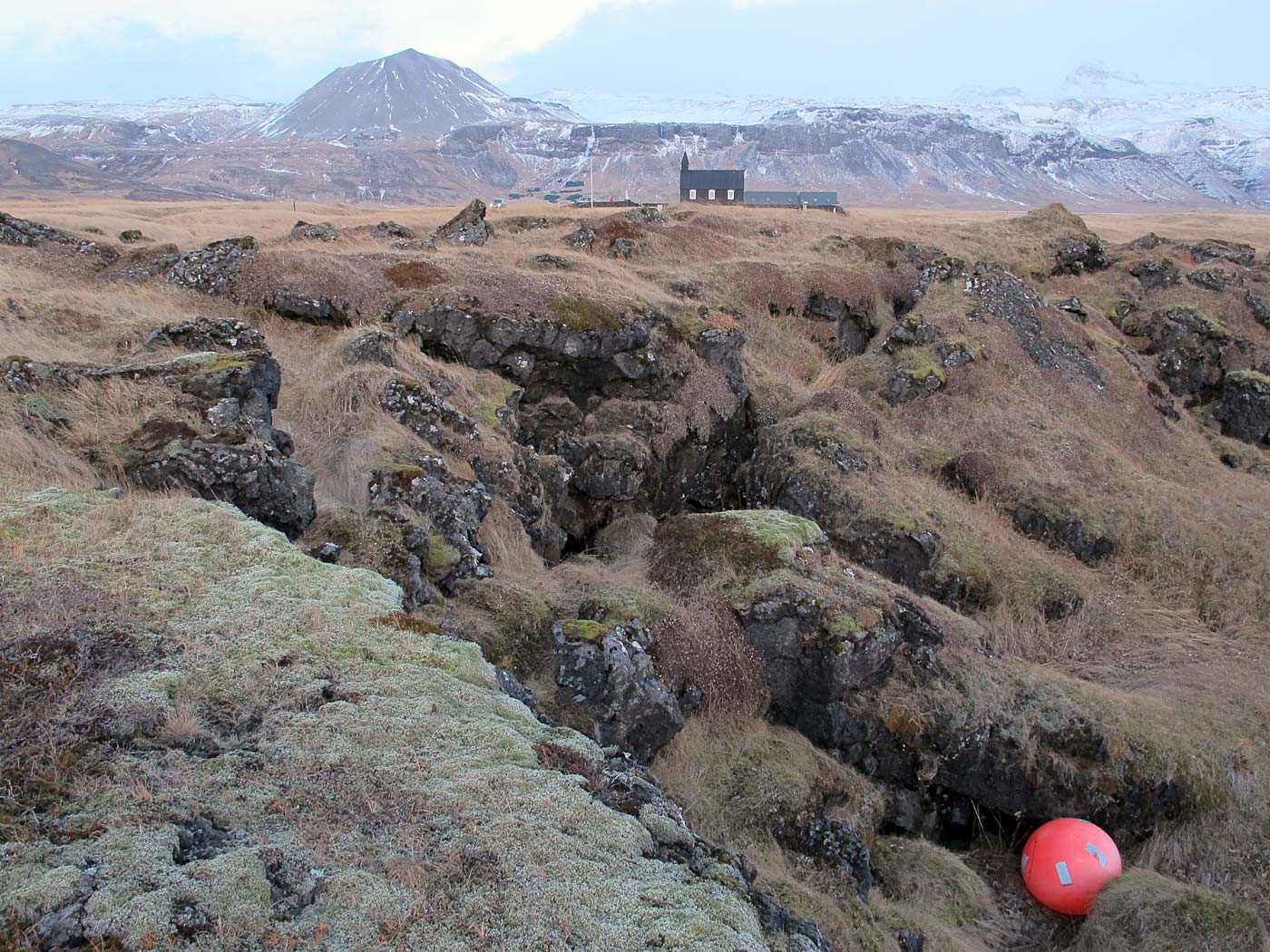 Snæfellsnes. Cold and beautiful. - Búðahraun, and Búðir church. (25 December 2012)