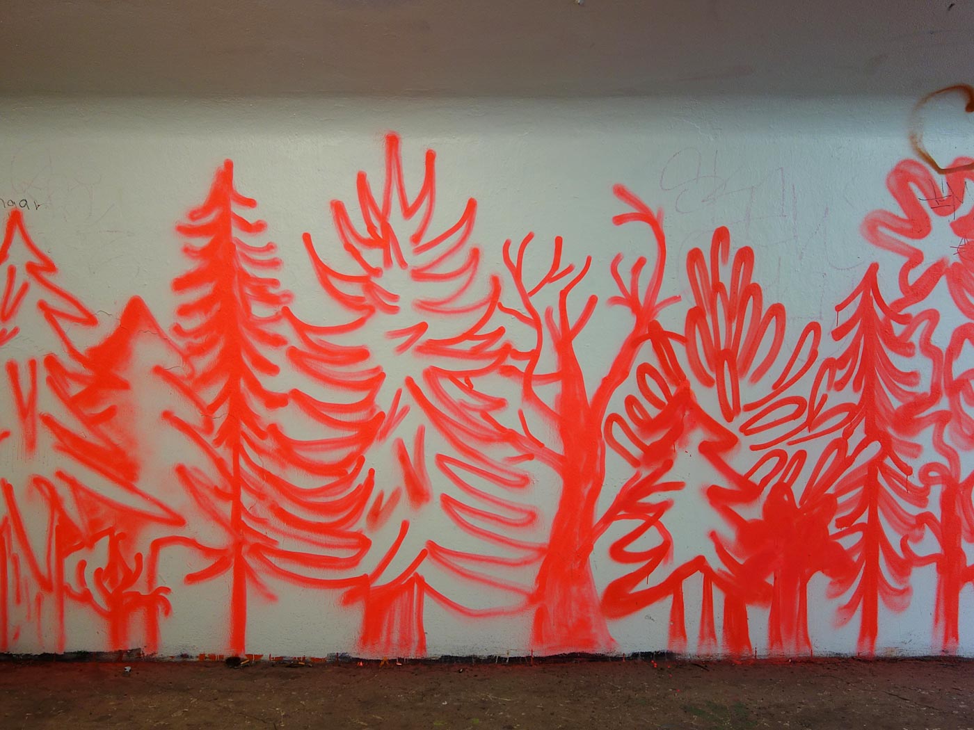 Reykjavík. 'Avant-garður 3' under a street. - Trees (detail). (11 May 2013)