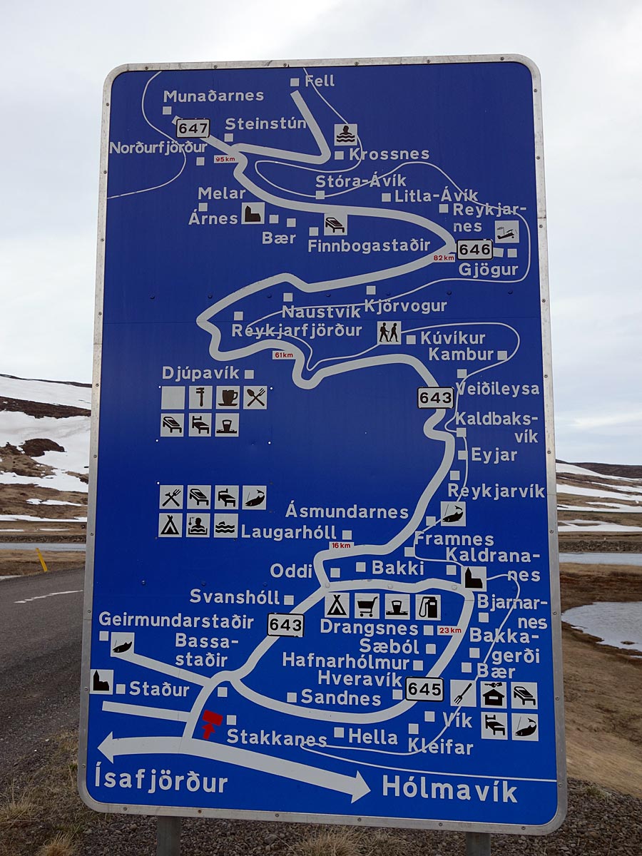 Djúpavík. STEYPA weekend. - Begin of road 643 (ca. 70 km before Djúpavík) you get an nice and 'helpful' overview onto the area up to the end of the road. (18 til 20 May 2013)