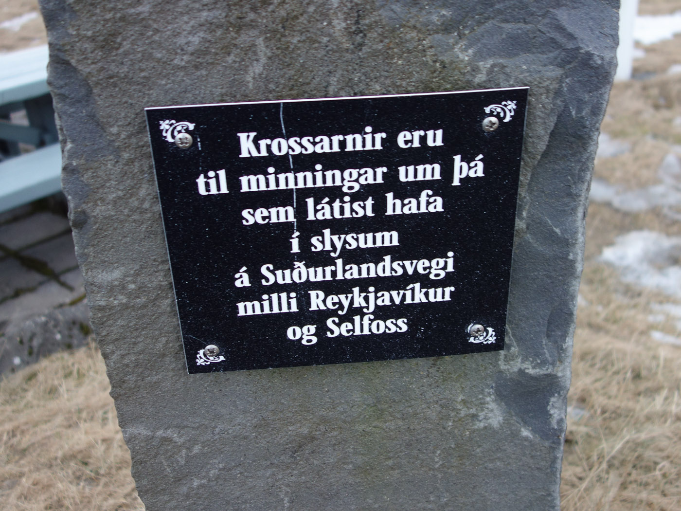 Golden Circle. Frozen Circle. - ... to remember those who died during car accidents between Reykjavík and Selfoss. (2 January 2014)