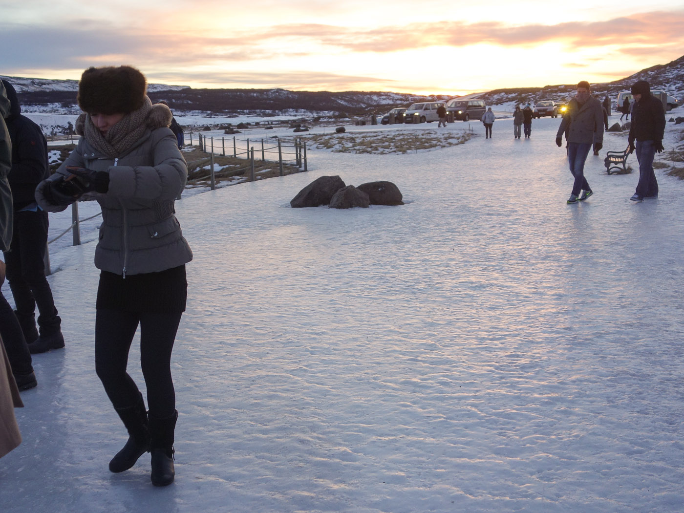 Golden Circle. Frozen Circle. - Gullfoss. Frozen ground, difficult to walk ;-). (2 January 2014)