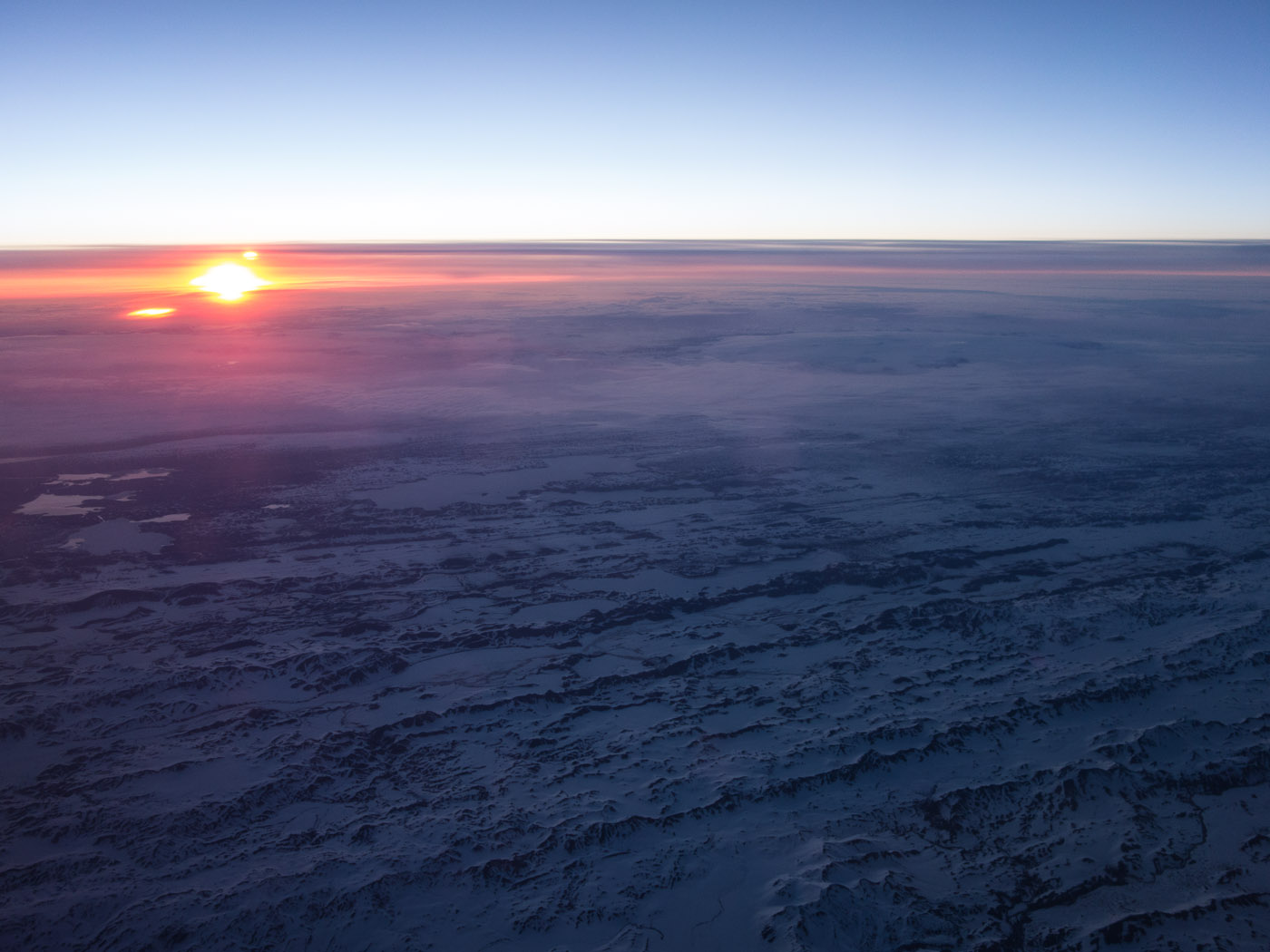 Iceland. Departure and arrival. - Back to Iceland - sunset. (1 and 4 May 2014)