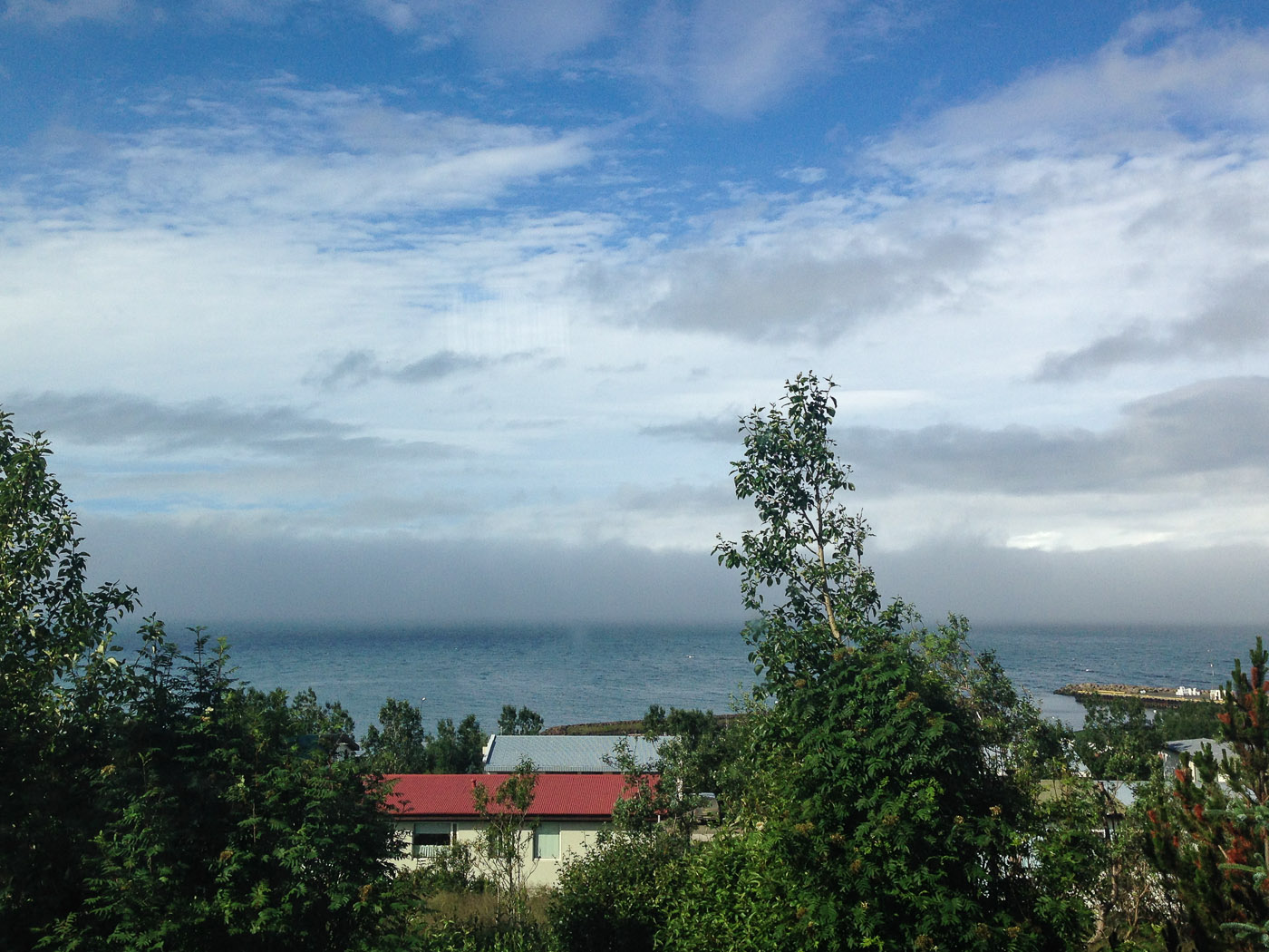 Northern Iceland - Hvammstangi - Svarfaðardalur. On vacation. - Hvammstangi - good weather and a good breakfast (with this view). (20 July 2014)