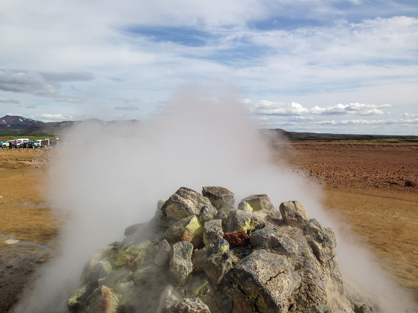 Northern Iceland - Back to Svarfaðardalur. On vacation. - <a href='https://en.wikipedia.org/wiki/Krafla' target='_blank' class='linksnormal'>Hverir</a> - geothermal area with boiling mudpools and steaming fumaroles. III. (25 July 2014)