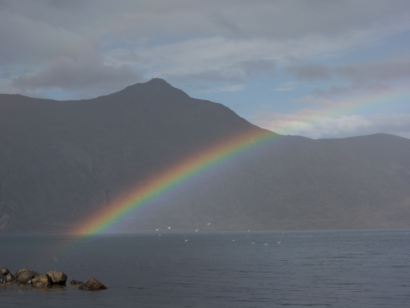 Djúpavík. One day or two nights, and a nice wedding! - Well, it was a sunny day - with only one rainshower ... and this rainbow! (29 till 31 August 2014)