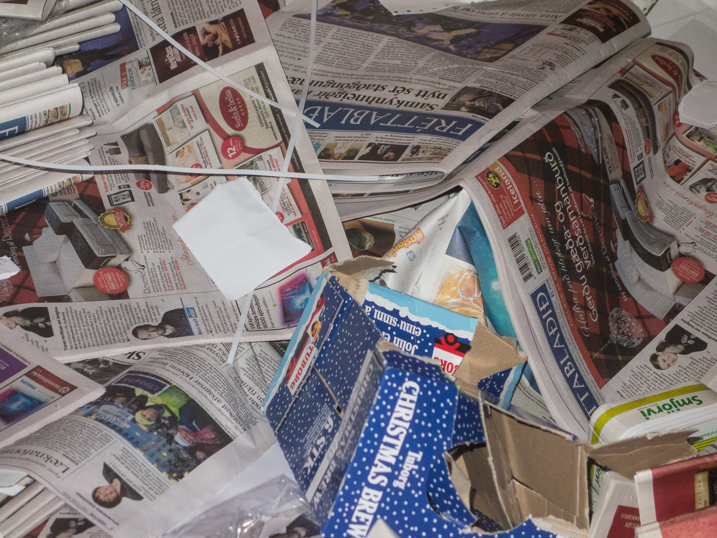 Reykjavík. Miscellaneous LXXXI. - Waste paper inside a paper bank. (2 till 30 November 2014)