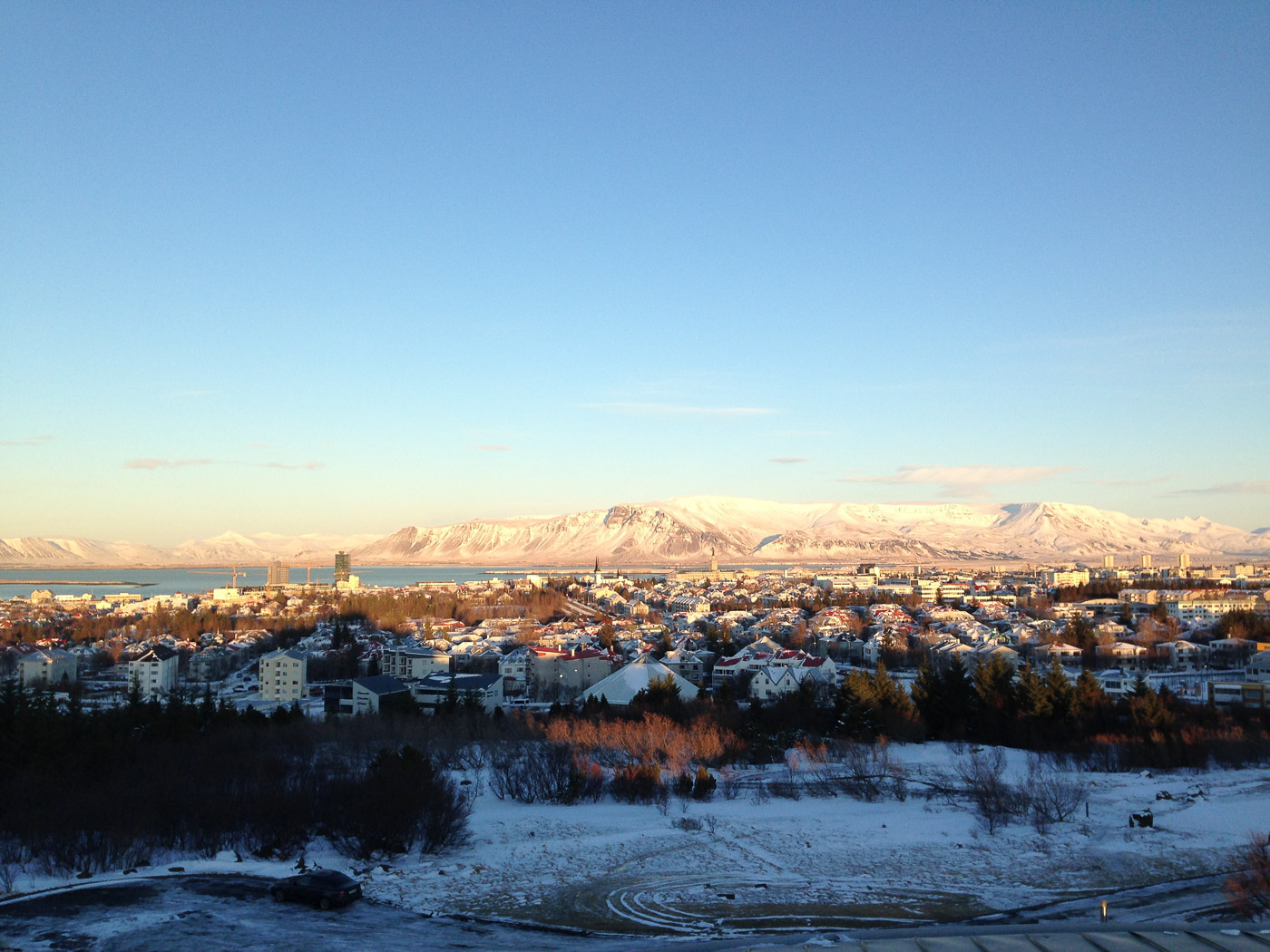 Reykjavík. Miscellaneous XCIII. - Perlan I. View from Perlan to Esja mountain (in a strong sun light). (1 till 31 January 2016)